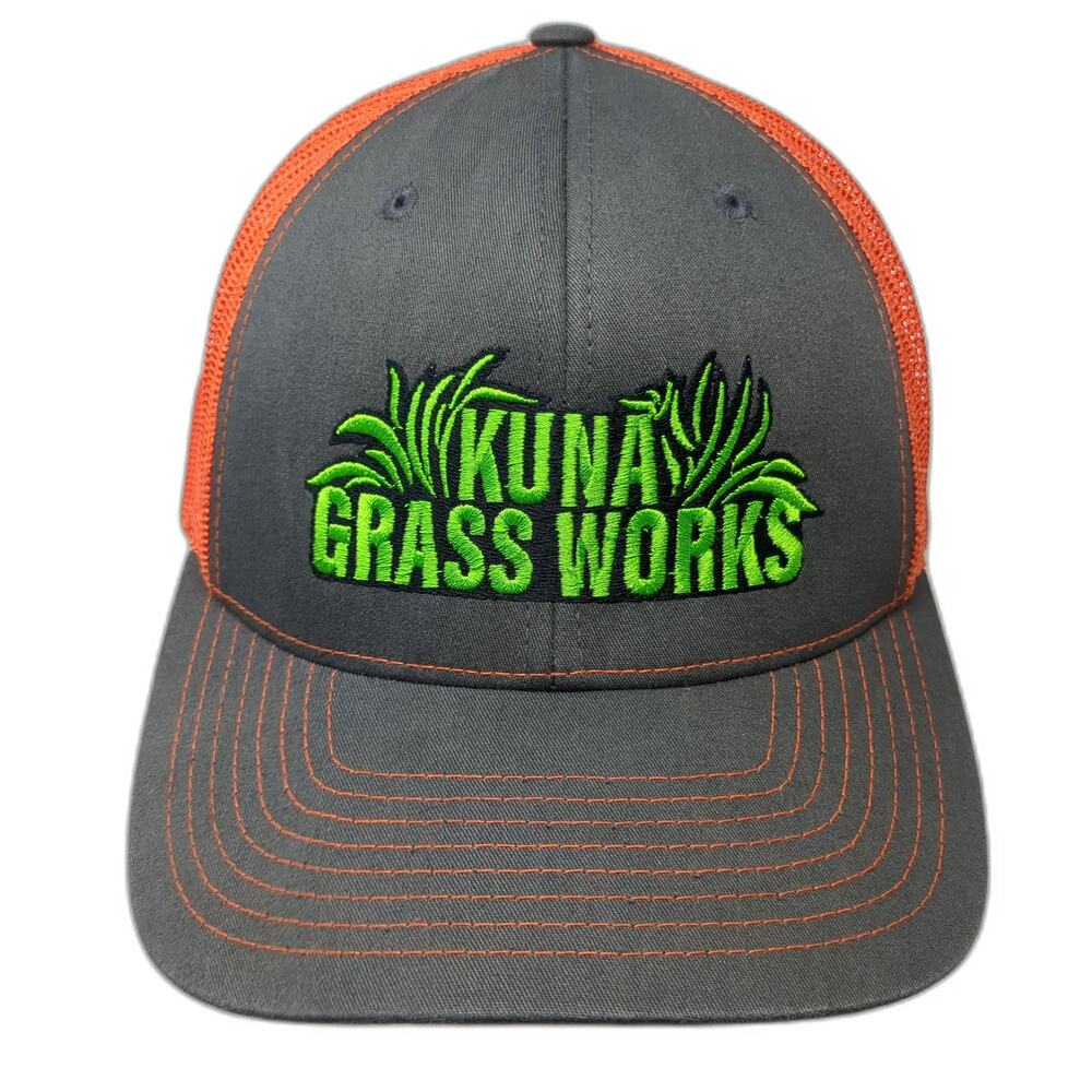 Richardson Trucker Hat Gray Orange One Size Mesh Snapback Kuna Grass Works